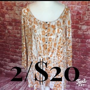 Relatively Yellow Leopard Print Henley Blouse